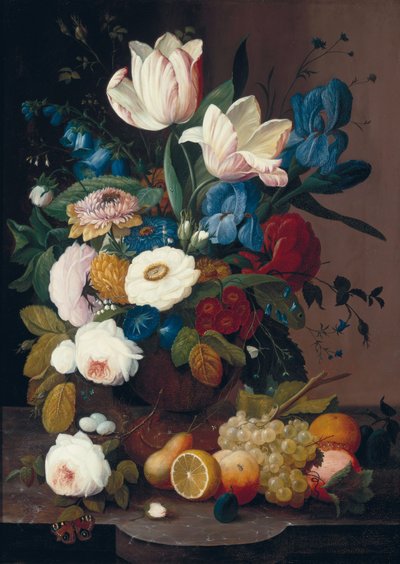 Stillleben, Blumen und Früchte, 1848 von Severin Roesen